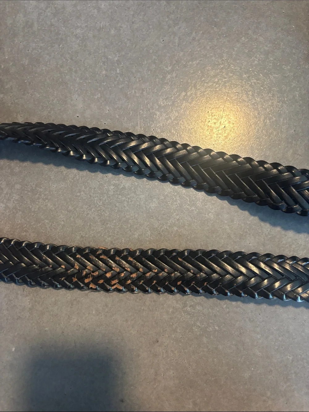 Braided Black Leather Belt with Antique Silver Buckle - Unbranded